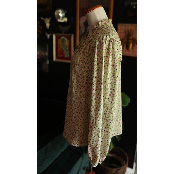 Cupcakes and Cashmere Pink Floral Print Ruffle Tie-Neck Long Sleeve Top, Size L - Picture 15 of 15